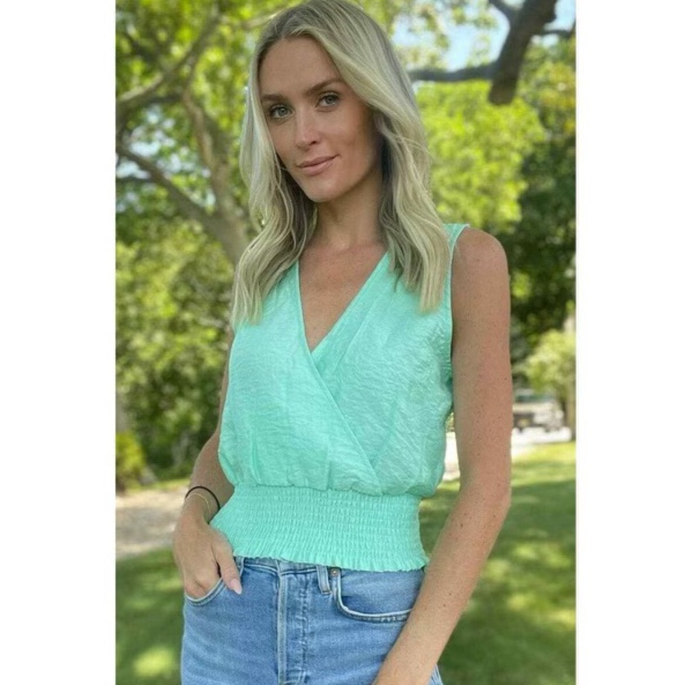 Green V-Neck Top